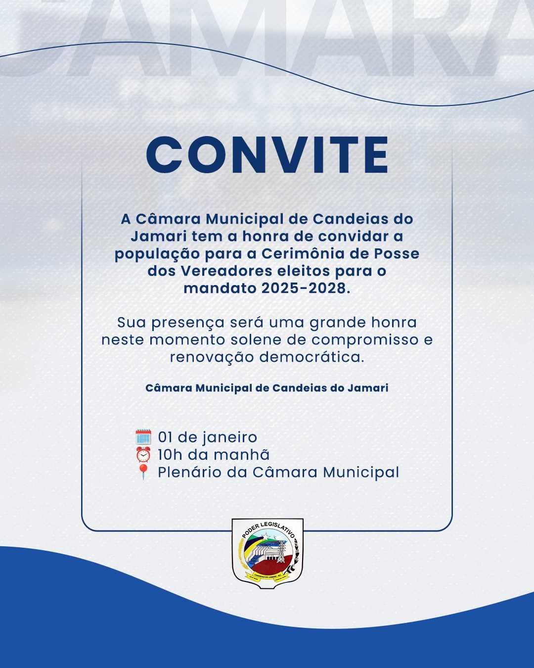 SESSÃO SOLENE DE POSSE DE VEREADORES, PREFEITO E VICE-PREFEITO